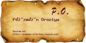 Pázmán Orsolya névjegykártya