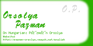 orsolya pazman business card